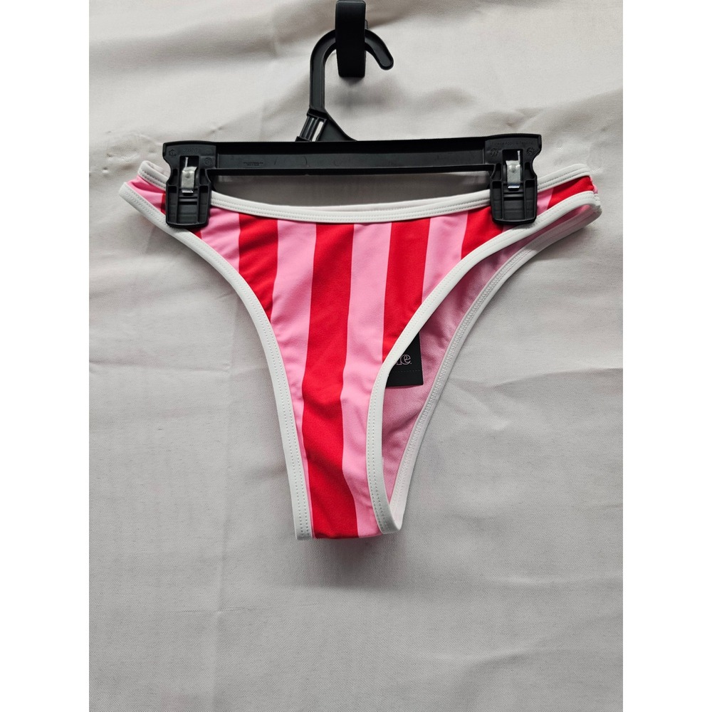 Wild Fable Womens Striped Bikini Bottoms Pink Nylon Blend Size XS